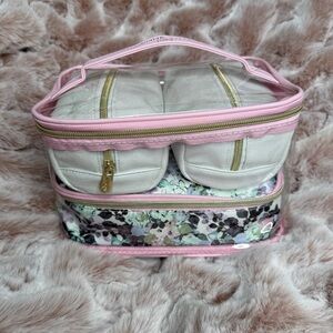 Adrienne Vittadini Pink & Floral Double-Deck Cosmetic Case
